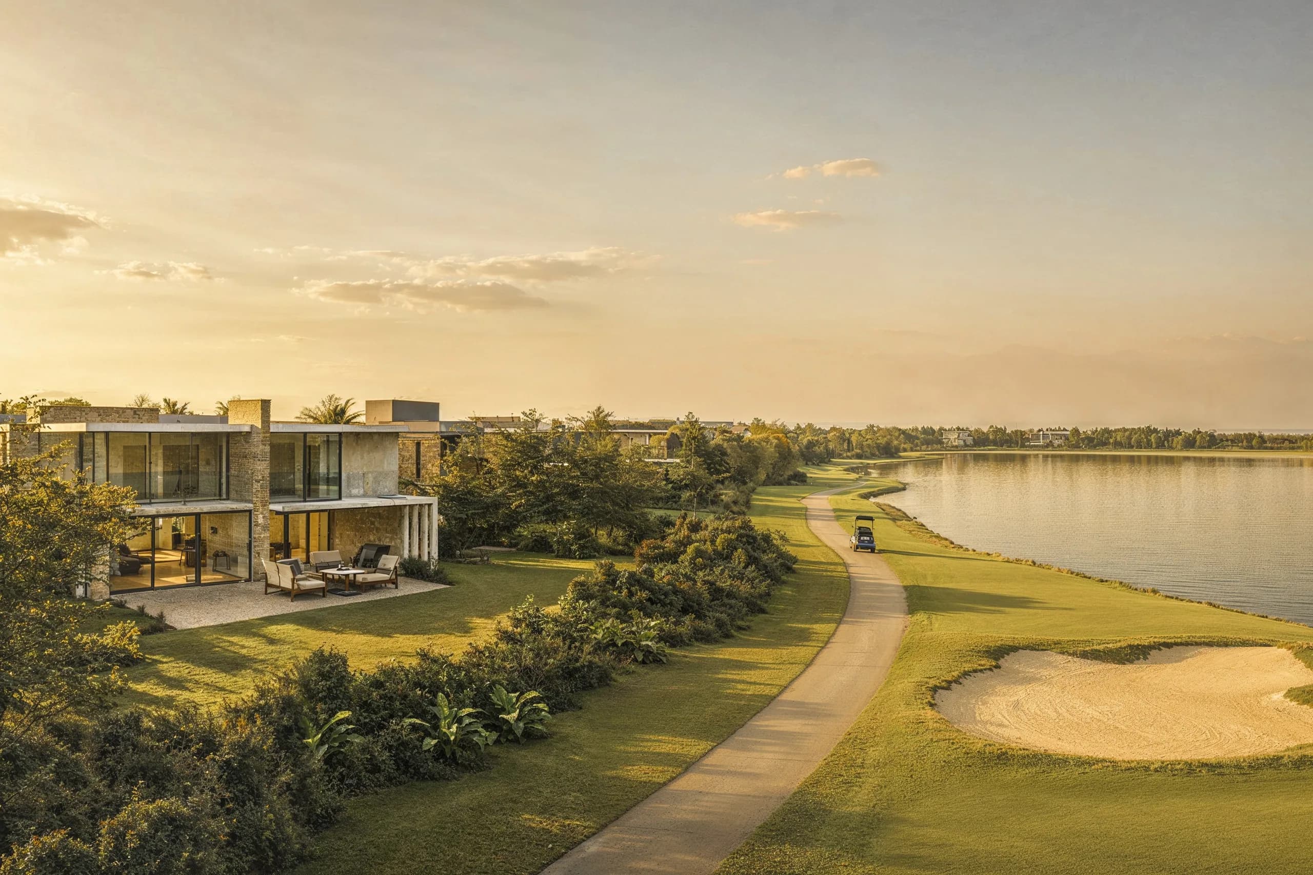 Perspectiva del campo de golf de Country Lakes sobre el lago — diseño de Greg Letsche